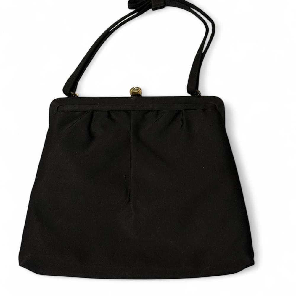 Vintage After Five L & M BAGS BY EDWARDS Black Fabric Clutch Kiss Lock